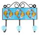Turquoise Base Ceramic Floral Tile Hook in Yellow Fish 